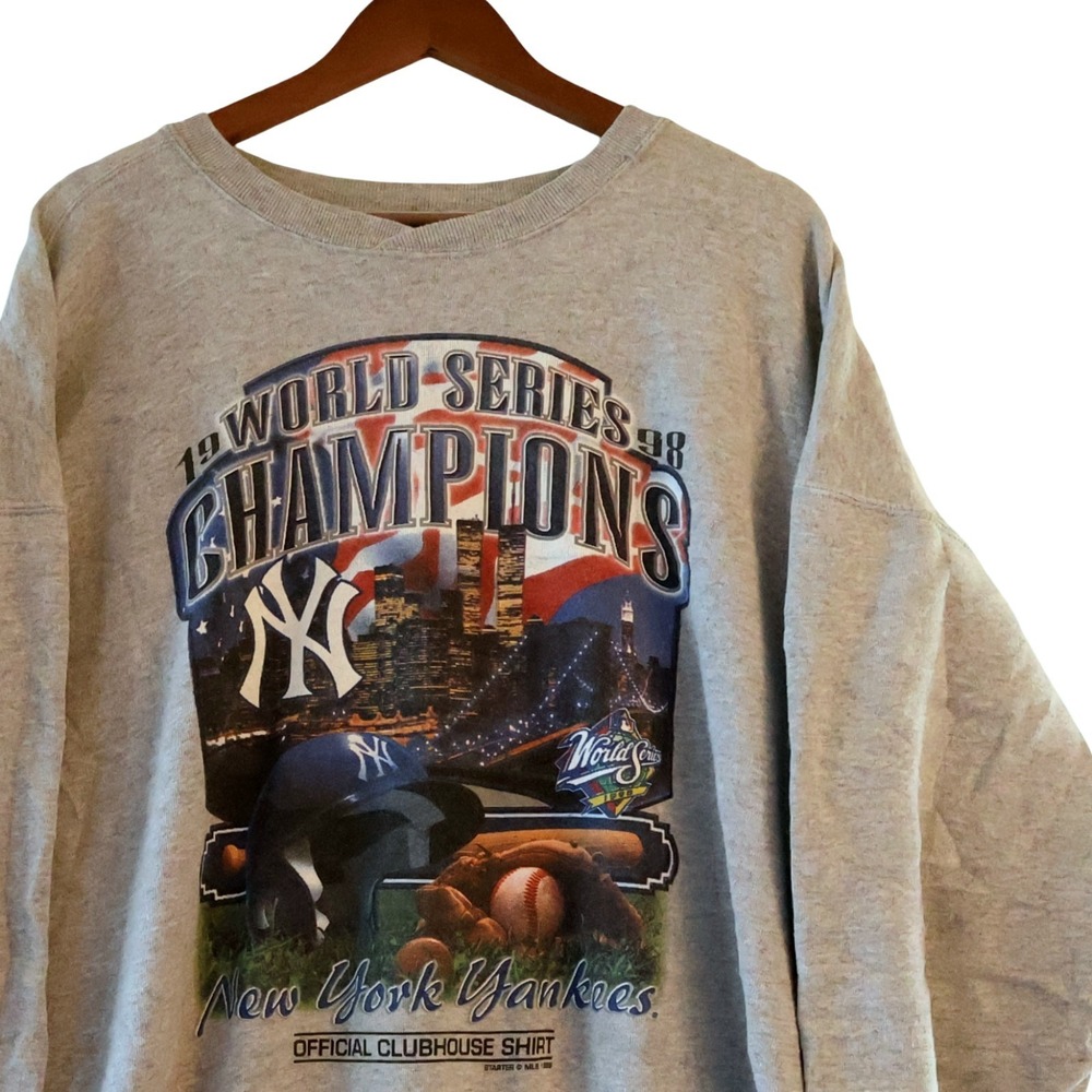 Vintage NY Yankees 1998 World Series Starter Sweatshirt Mens XL Heather Gray Y2K